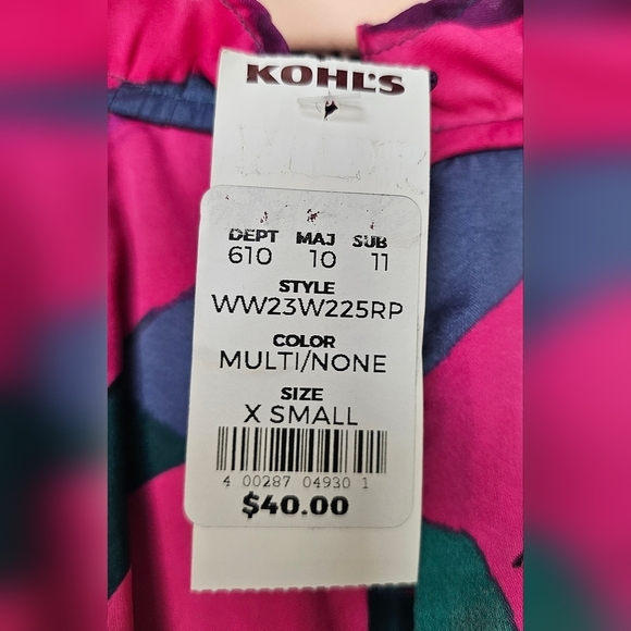 Women's Nine West Sleeveless Pleated Peplum Halter Top Pink Abstract XS - Picture 8 of 11